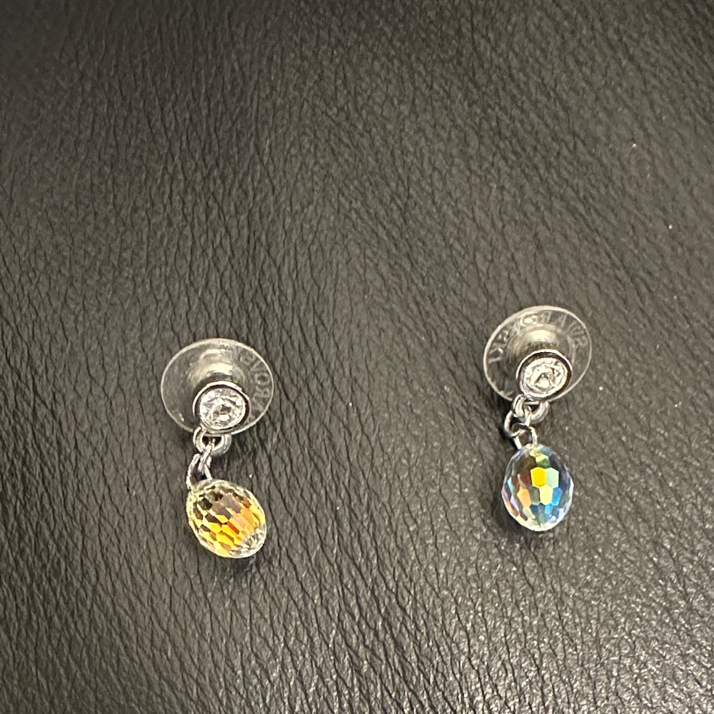 Swarovski Silver Earrings with Iridescent Accents